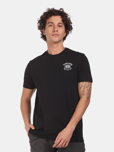 

U.S. Polo Assn. Men Black Solid Round Neck T-shirt