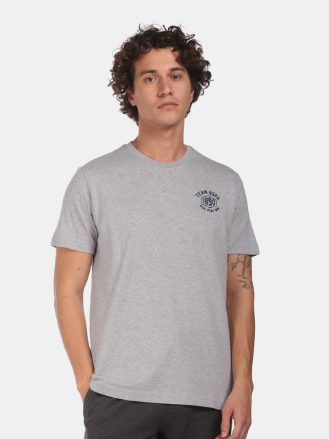 

U.S. Polo Assn. Men Grey Solid Round Neck T-shirt