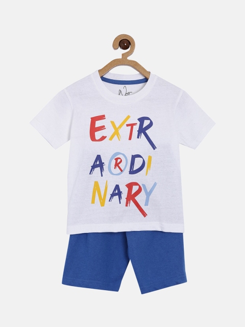 

NOT Unisex Kids White & Blue Printed T-shirt with Shorts