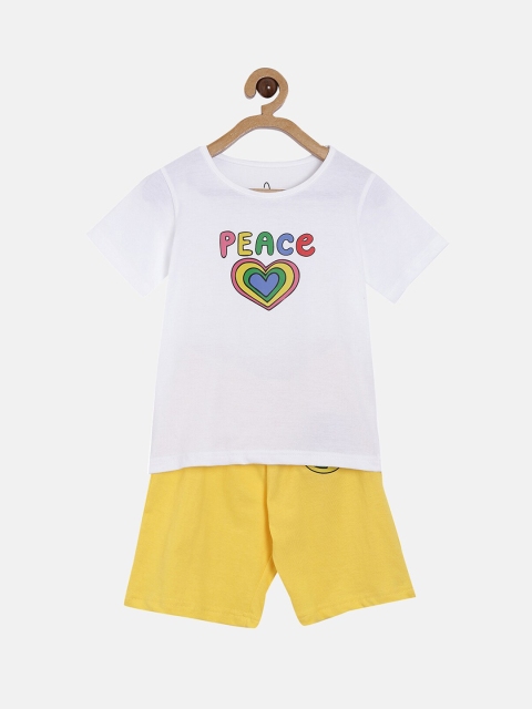 

NOT Unisex Kids White & Yellow Printed T-shirt with Shorts