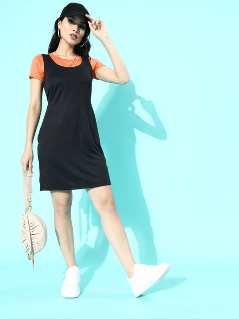 

DressBerry Women Black Solid Twofer Dress