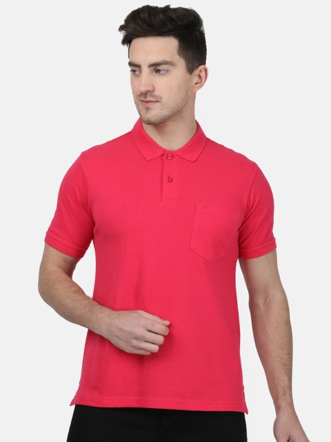 

Monte Carlo Men Pink Solid Polo Collar T-shirt