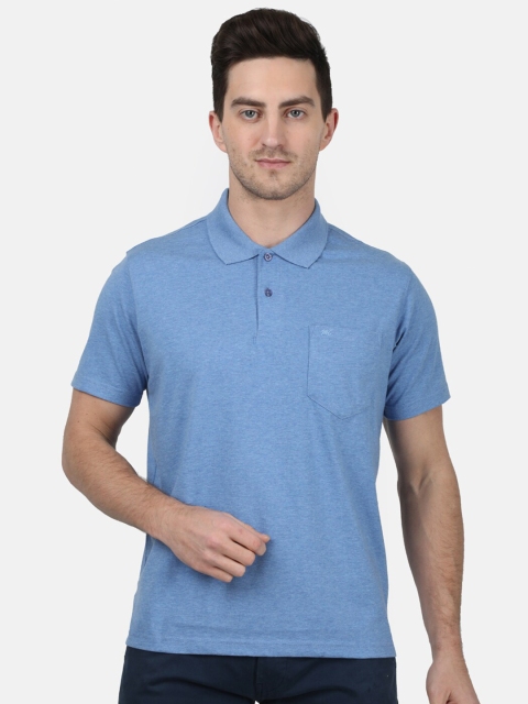 

Monte Carlo Men Blue Self Design Polo Collar T-shirt