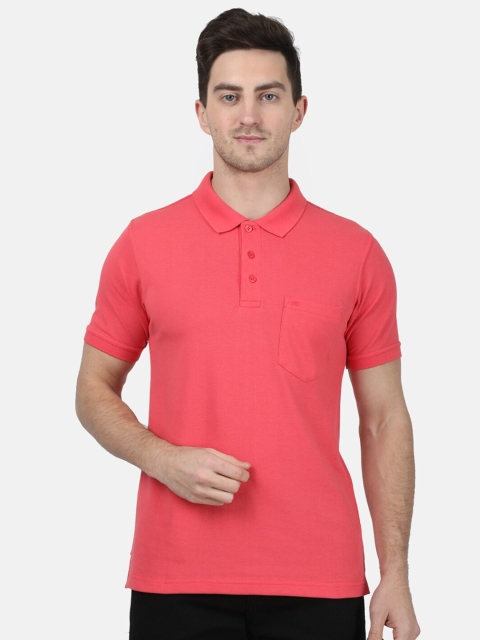 

Monte Carlo Men Pink Solid Polo Collar T-shirt