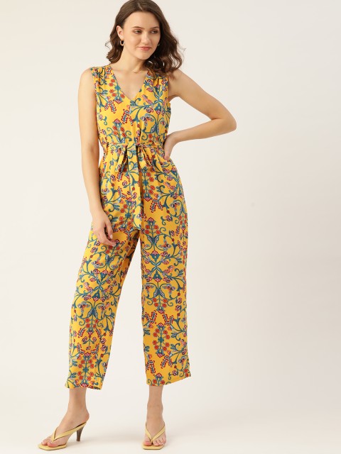

DressBerry Women Yellow & Blue Printed Basic Jumpsuit