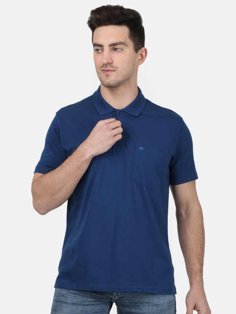 

Monte Carlo Men Navy Blue Solid Polo Collar T-shirt
