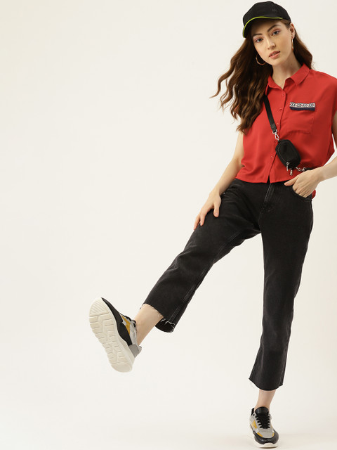 

DressBerry Women Red Solid Casual Shirt