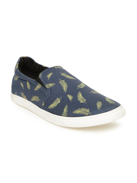 

Franco Leone Men Blue Printed Slip-Ons