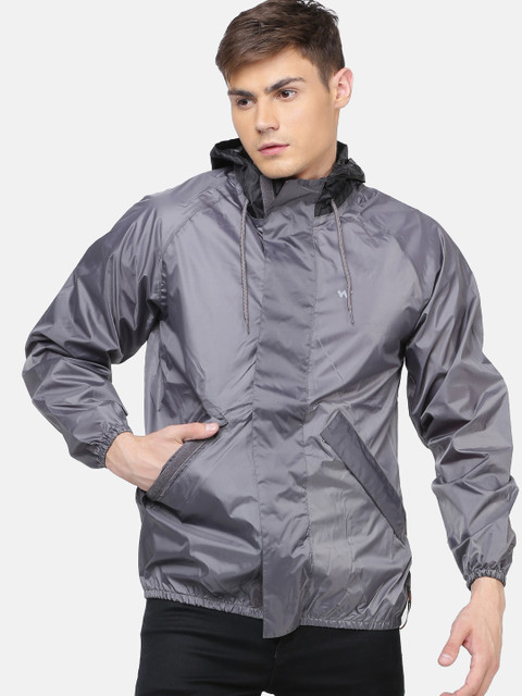 

Wildcraft Men Grey Solid Hooded HypaDry Rain Jacket