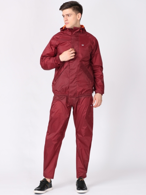 

Wildcraft Men Maroon Solid Hooded Rain Suit