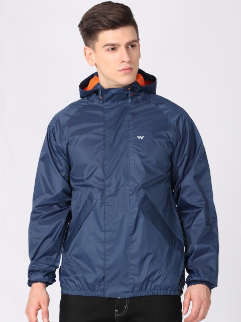 

Wildcraft Men Navy Blue Solid Hooded HypaDry Rain Jacket