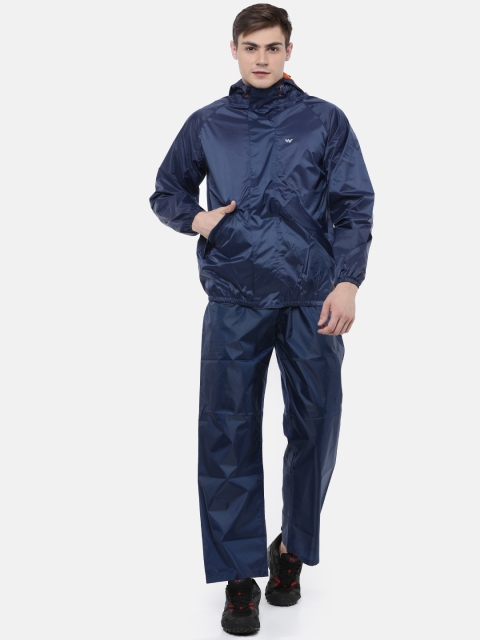 

Wildcraft Men Navy Blue Solid HypaDry Hooded Rain Suit