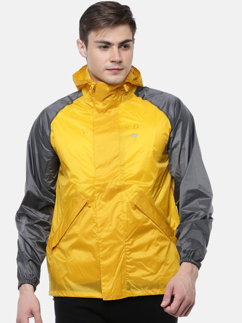 

Wildcraft Men Yellow Solid HypaDry Hooded Rain Jacket