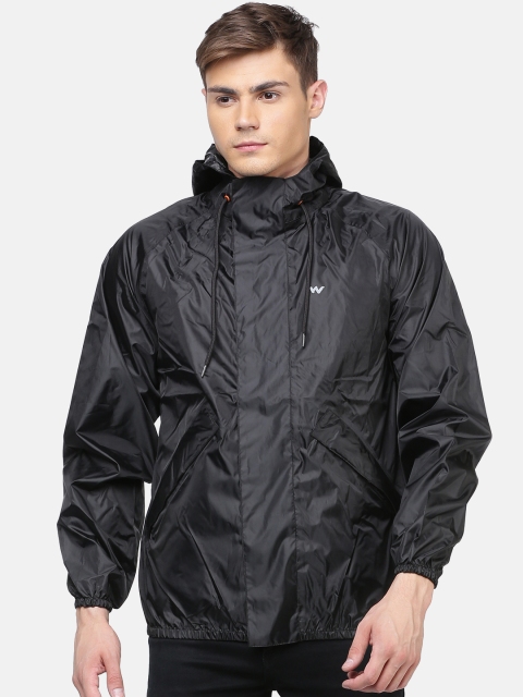 

Wildcraft Men Black Solid HypaDry Hooded Rain Jacket