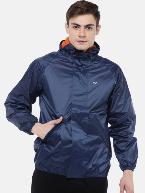 

Wildcraft Men Navy Blue Solid HypaDry Hooded Rain Jacket