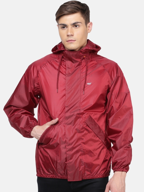 

Wildcraft Men Maroon Solid HypaDry Hooded Rain Jacket