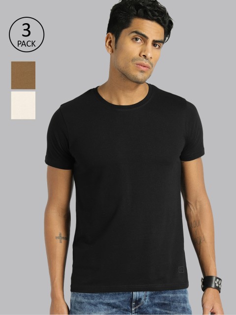 

Roadster Men Pack of 3 Solid Round Neck T-shirt, Olive