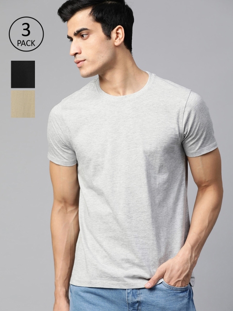 

Roadster Men Pack of 3 Solid Round Neck T-shirt, Black