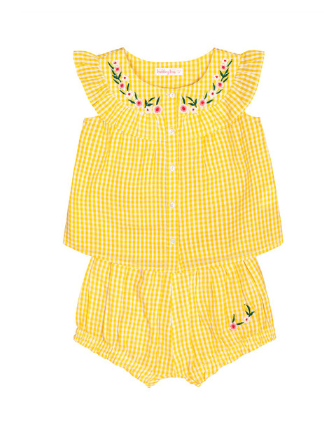 

Budding Bees Girls Yellow & White Checked Top with Shorts