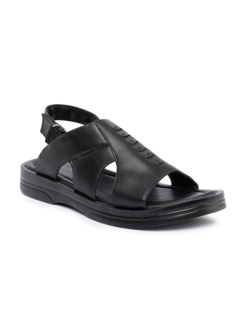 

Paragon Men Black Leather Comfort Sandals