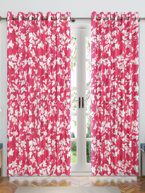 

Divine Casa Pink & White Set of 2 Sheer Door Curtains