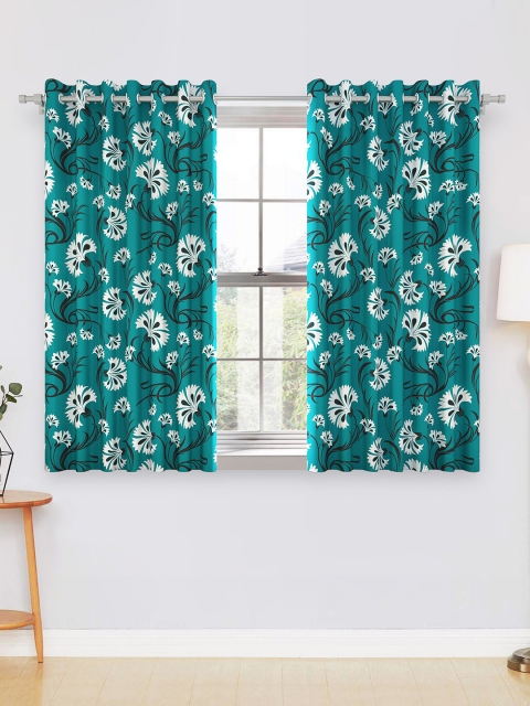 

Divine Casa Turquoise Blue & Black Set of 2 Sheer Window Curtains