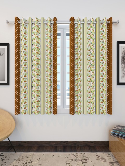 

Divine Casa White & Yellow Set of 2 Sheer Window Curtains