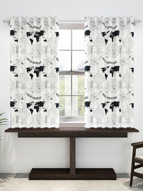 

Divine Casa White & Black Set of 2 Sheer Window Curtains