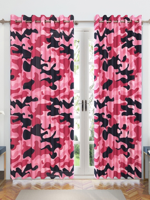 

Divine Casa Pink & Black Set of 2 Sheer Door Curtains