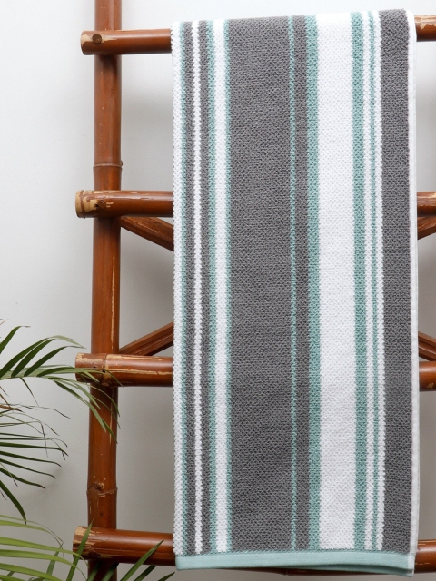 

AVI Living Sea Green & Grey Striped 550 GSM Cotton Bath Towel
