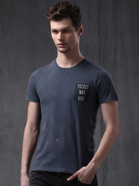 

WROGN Blue Washed Printed Slim Fit T-shirt