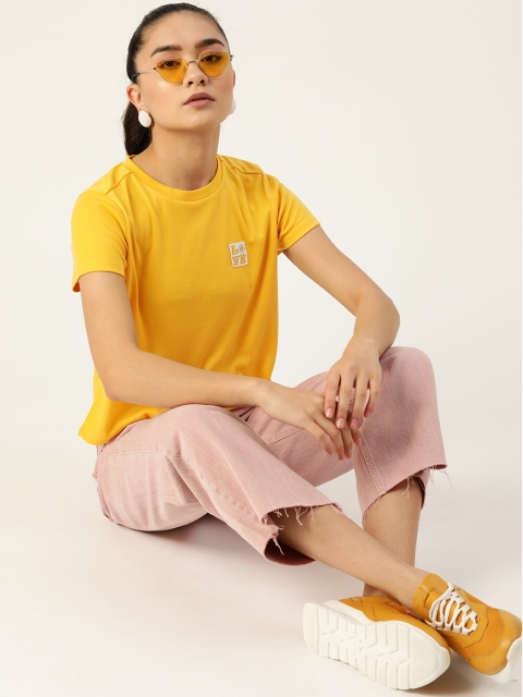 

DressBerry Women Yellow Solid Tshirt