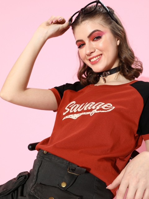 

DressBerry Women Gorgeous Red Typography Talking Tee