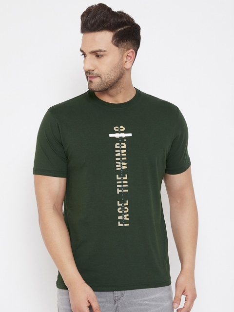 

98 Degree North Men Green Printed Round Neck T-shirt