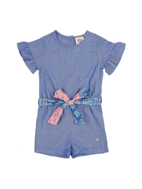 

Ed-a-Mamma Girls Blue & Pink Solid Sustainable Playsuit