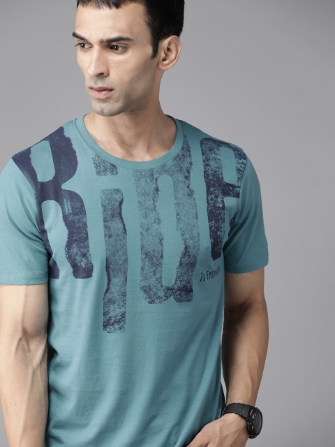 

Roadster Men Blue Typography Print Cotton T-shirt