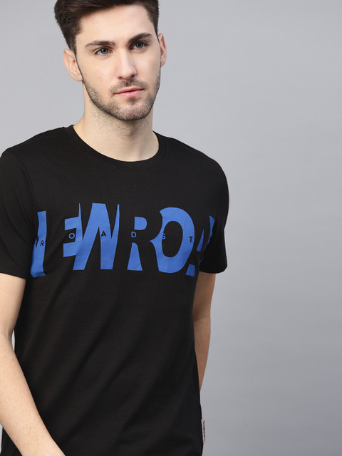 

Roadster Men Black Pure Cotton Printed T-shirt