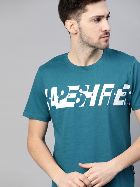 

Roadster Men Blue Pure Cotton Typography Printed T-shirt