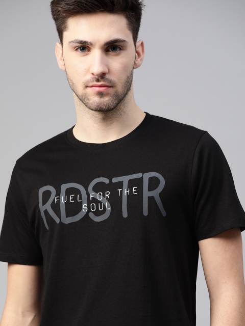 

Roadster Men Black Pure Cotton Brand Logo Printed Pure Cotton T-shirt