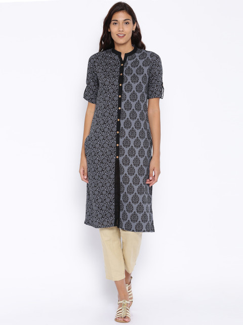 

Vishudh Grey & Black Printed Kurta
