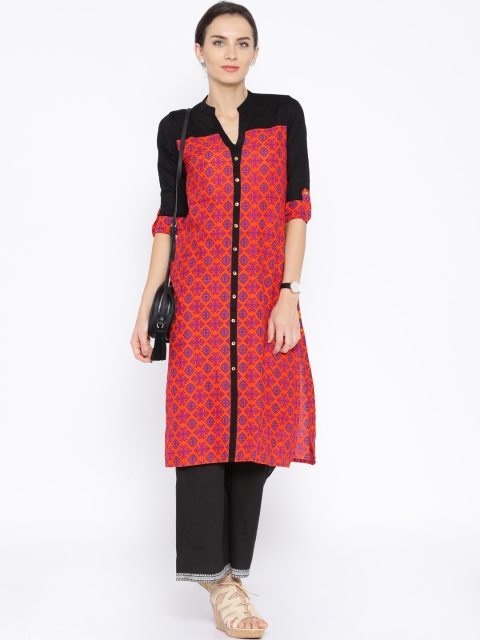 

Vishudh Orange & Black Printed Kurta