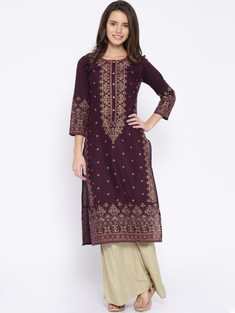 

Vishudh Burgundy Printed Kurta