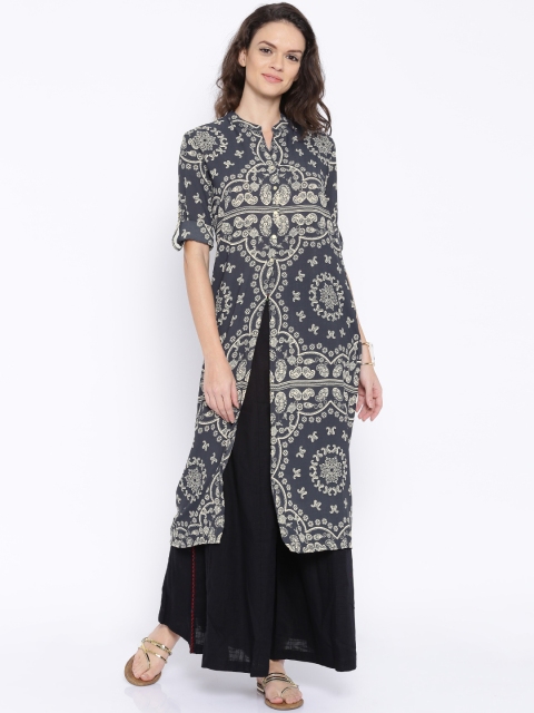 

Vishudh Grey Printed Polyester Kurta