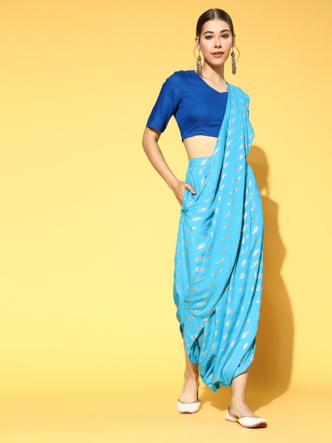 

Anouk Ethnic Motifs Art Silk Saree with Printed Border, Blue