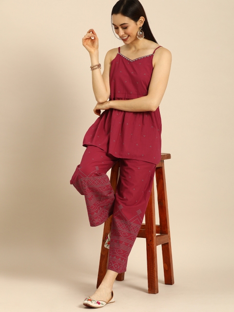 

Anouk Geometric Pure Cotton Kurta Set, Red