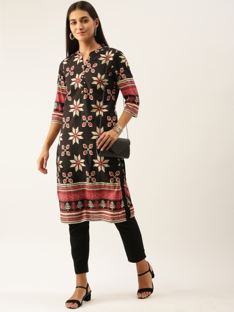 

Anouk Women Black & Beige Ethnic Motifs Printed Kurta