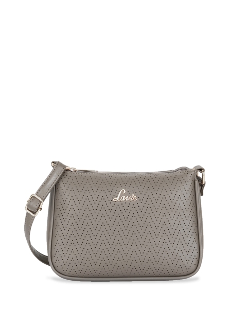 

Lavie Charcoal Grey Perforated Structured Sling Bag