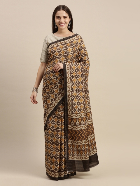 

Soch Brown Silk Blend Printed Saree