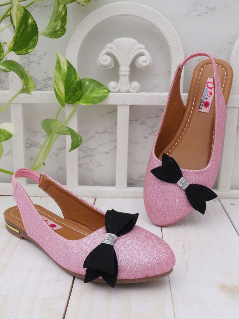 

DChica Girls Pink & Black Textured Ballerinas