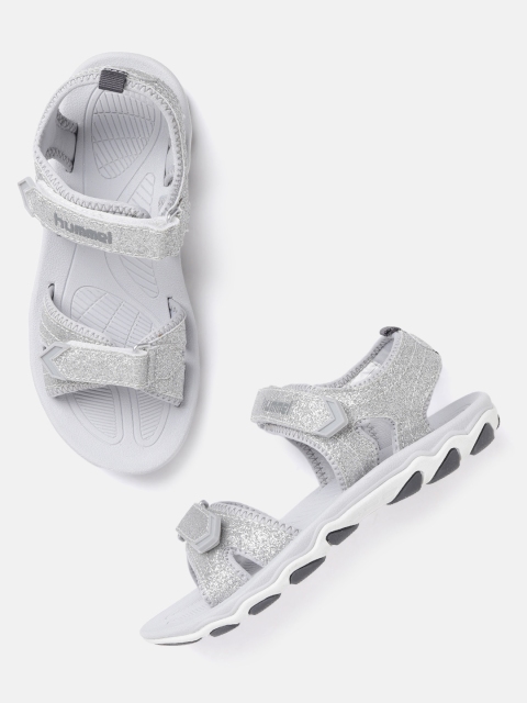 

Hummel Girls Silver-Toned Glitter Floater Sports Sandals